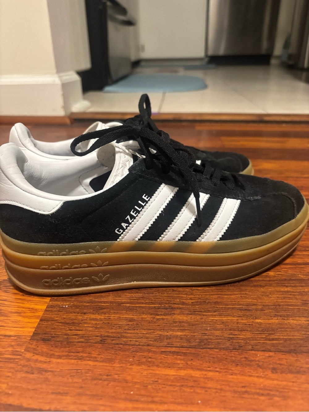 adidas Gazelle Women’s Black, White & Gum Platform Sneaker